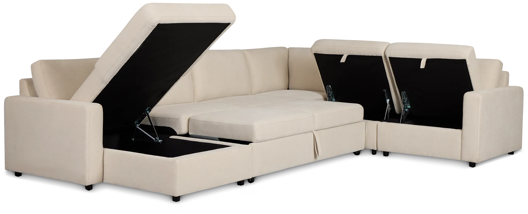 Addie Beige Fabric Medium Left Chaise Storage Sleeper Sectional