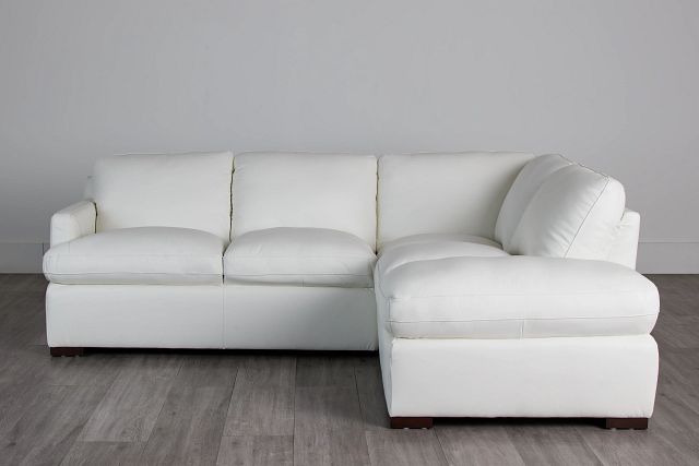 Amari White Leather Small Right Bumper Sectional