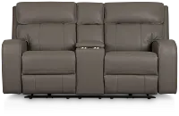 Rhett Gray Micro Power Reclining Console Loveseat