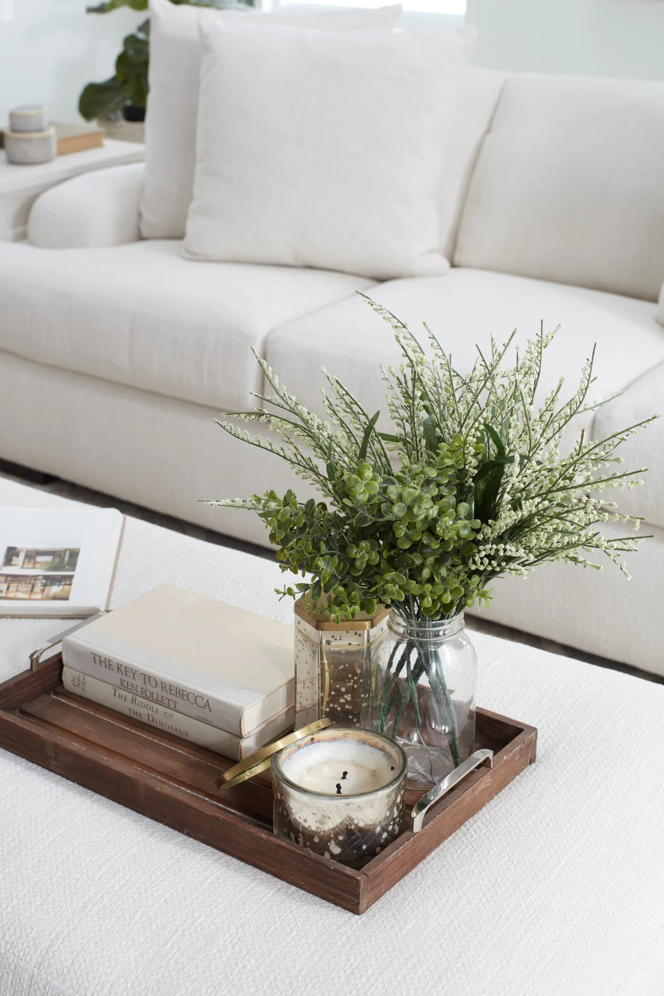 Alpha White Fabric Ottoman