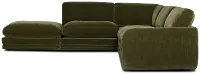 Jules Green Velvet 5-piece Left Facing Bumper Sectional