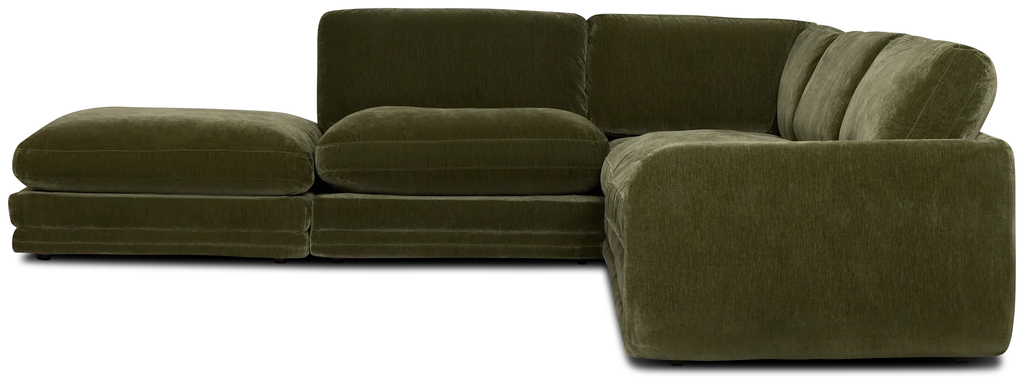 Jules Green Velvet 5-piece Left Facing Bumper Sectional