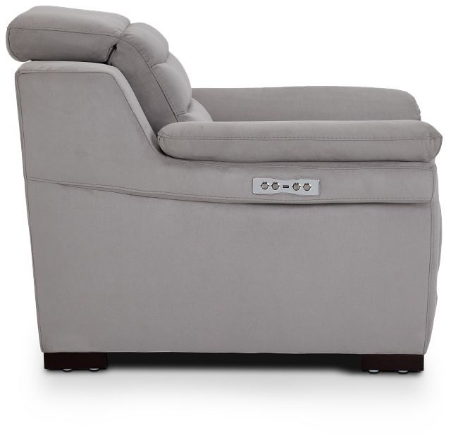 Sentinel Light Gray Micro Power Recliner With Power Headrest