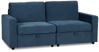 Addie Blue Fabric 2-piece Modular Storage Sofa