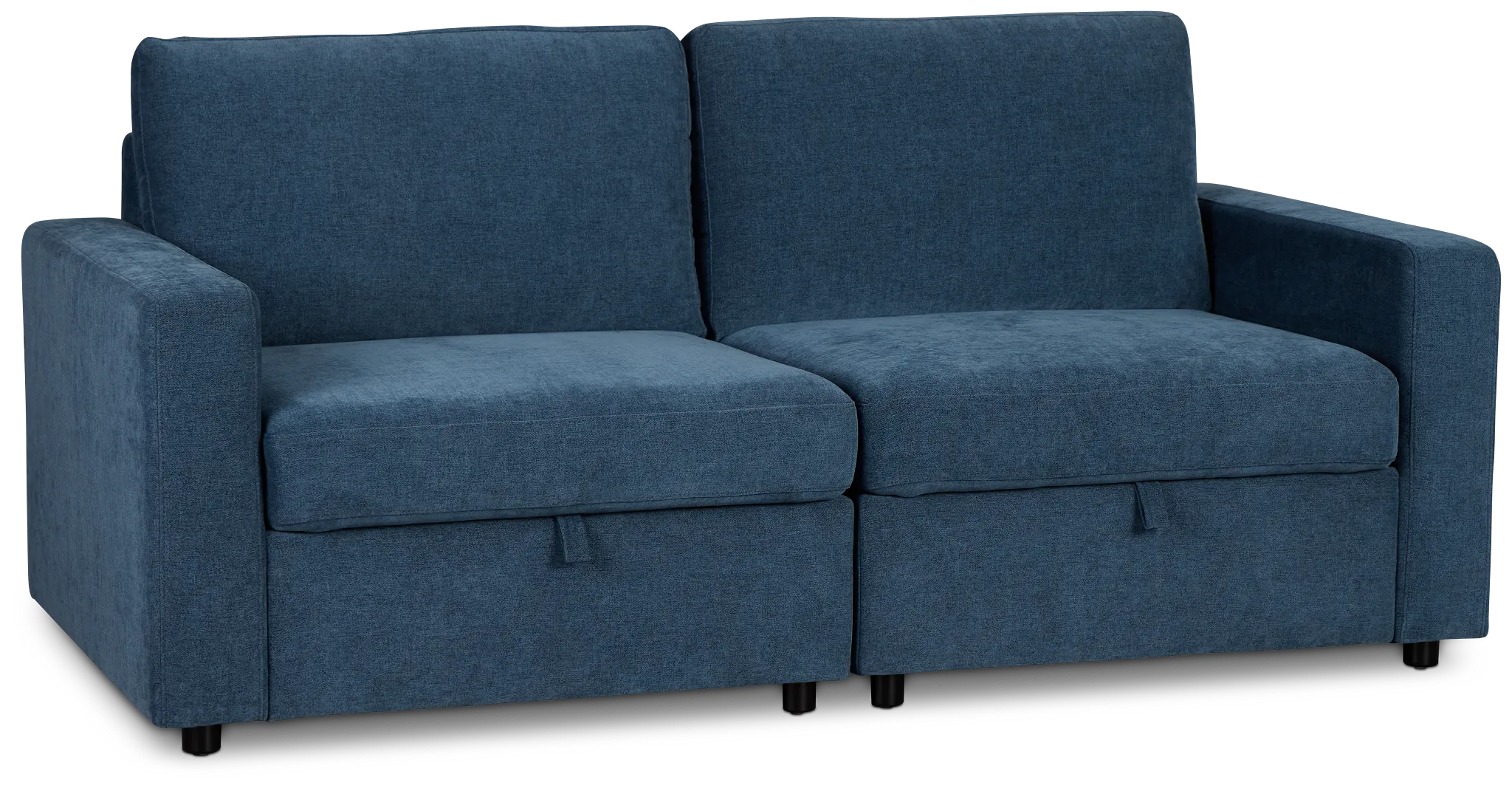 Addie Blue Fabric 2-piece Modular Storage Sofa