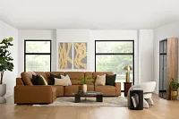 Rudy Brown Lthr/vinyl Medium Tri Power 2 Arm Extension Chaise Sectional