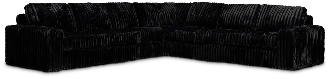 Teddy Black Fabric Large Two-arm Sectional