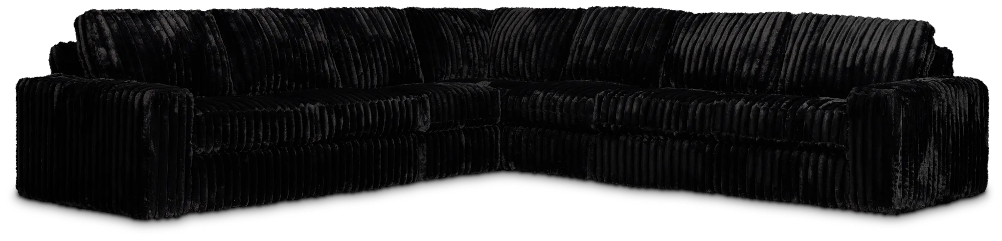 Teddy Black Fabric Large Two-arm Sectional