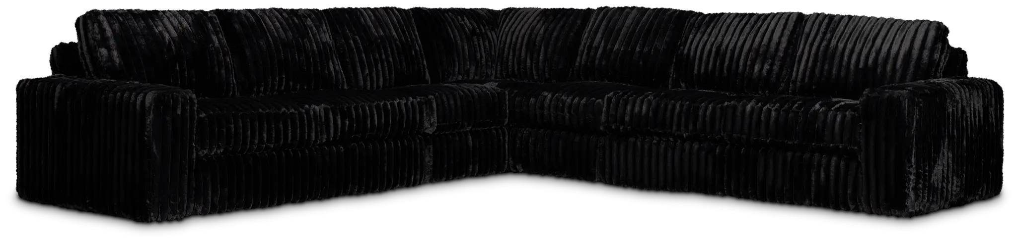 Teddy Black Fabric Large Two-arm Sectional Teddy Black Fabric Large Two-arm Sectional