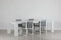 Linear White 110" Aluminum Table & 4 Sling Side Chairs