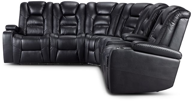 Troy Black Micro Right Console Love Reclining Sectional