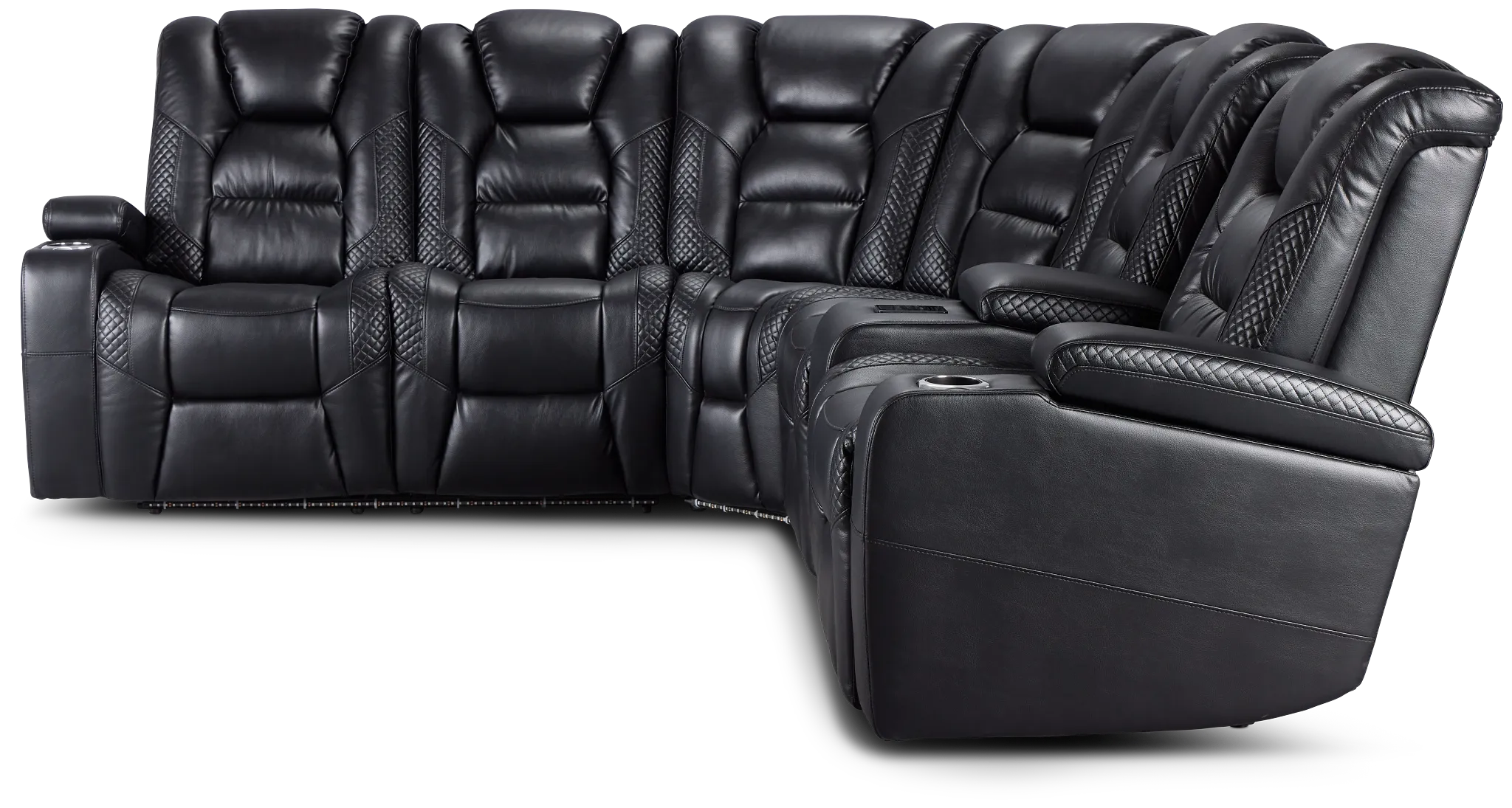 Troy Black Micro Right Console Love Reclining Sectional
