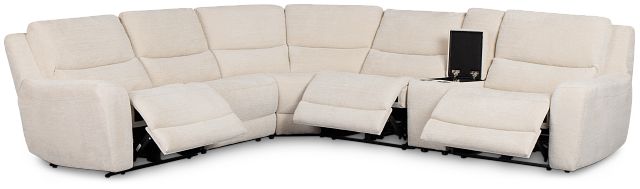 Bennett Light Beige Fabric Medium Triple Power 2-arm Sectional