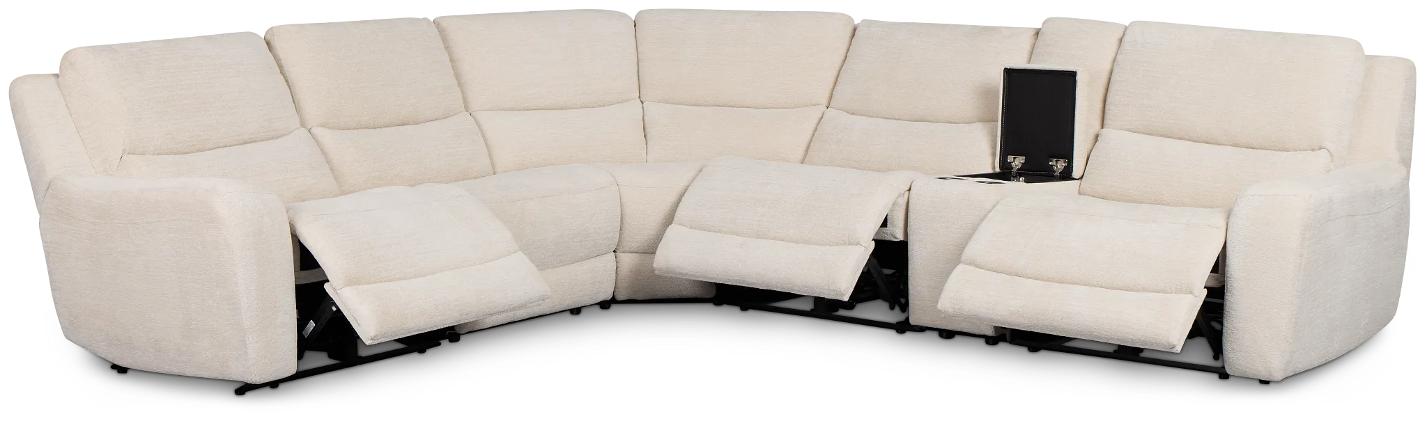 Bennett Light Beige Fabric Medium Triple Power 2-arm Sectional