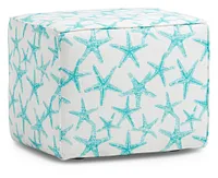 Sea Friends Teal Fabric Indoor/outdoor Accent Ottoman