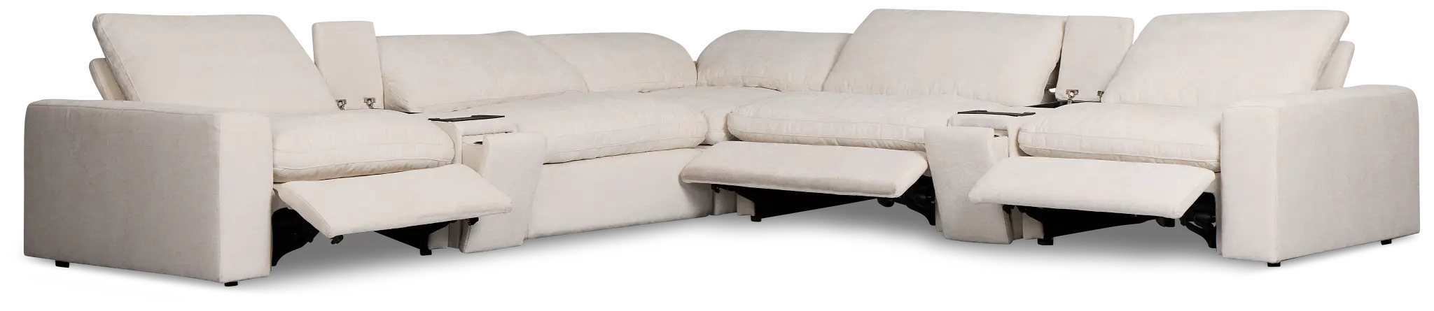 Drift Light Beige Fabric Large Triple Power Reclining Two-arm Sectional Drift Light Beige Fabric Large Triple Power Reclining Two-arm Sectional