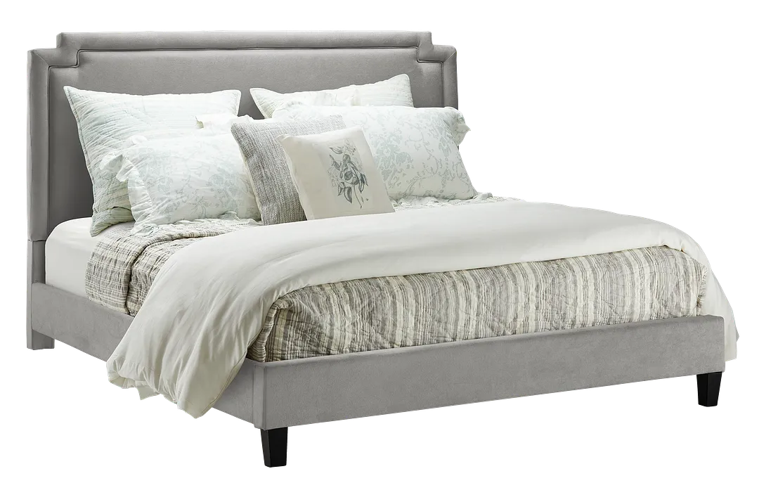 Whitney Light Gray Uph Platform Bed