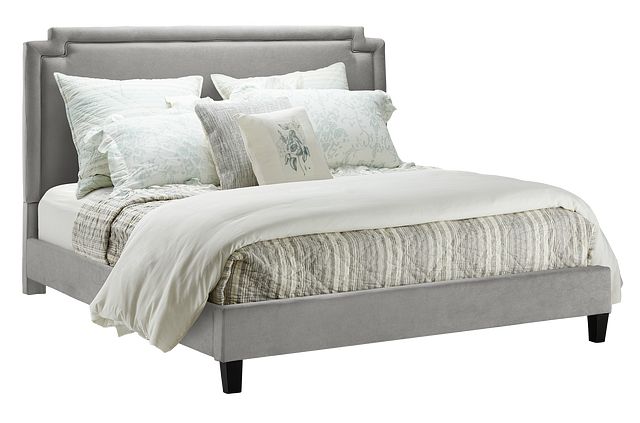 Whitney Light Gray Uph Platform Bed