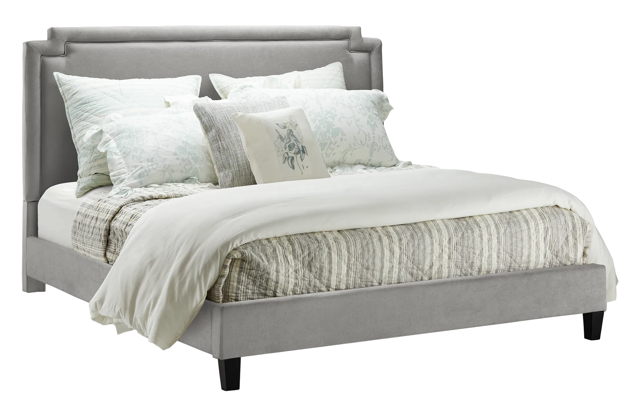 Whitney Light Gray Uph Platform Bed