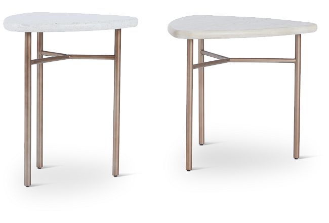 Marseilles White Stone Bunching End Table