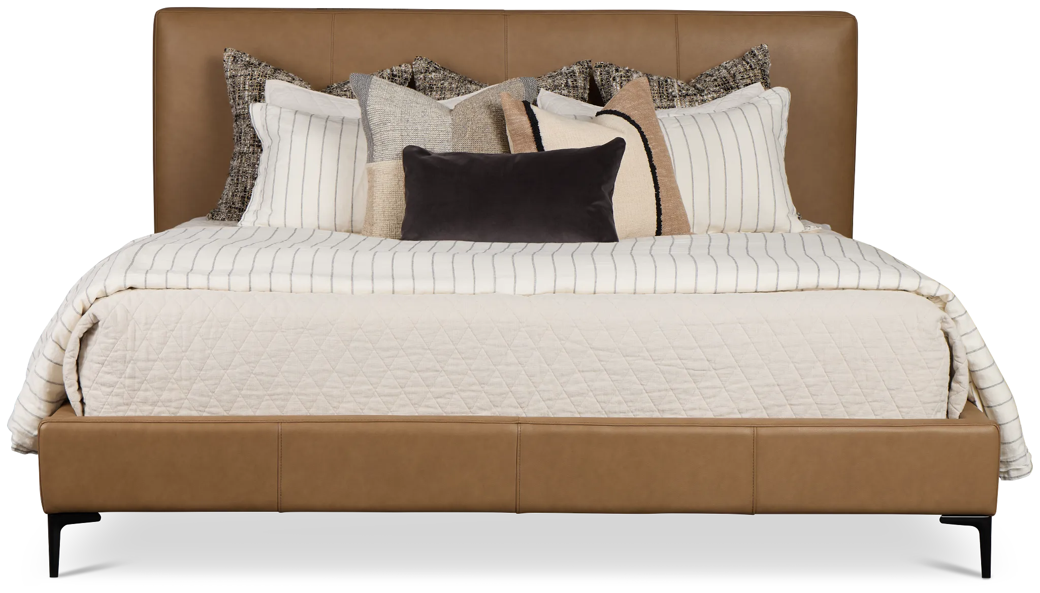 Highland Dark Brown Leather Panel Bed