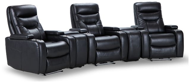 Slater Black Micro Triple Power Reclining Home Theater Seating (1)