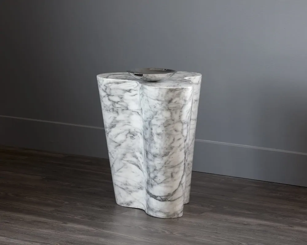 Aviva Light Gray Marble End Table