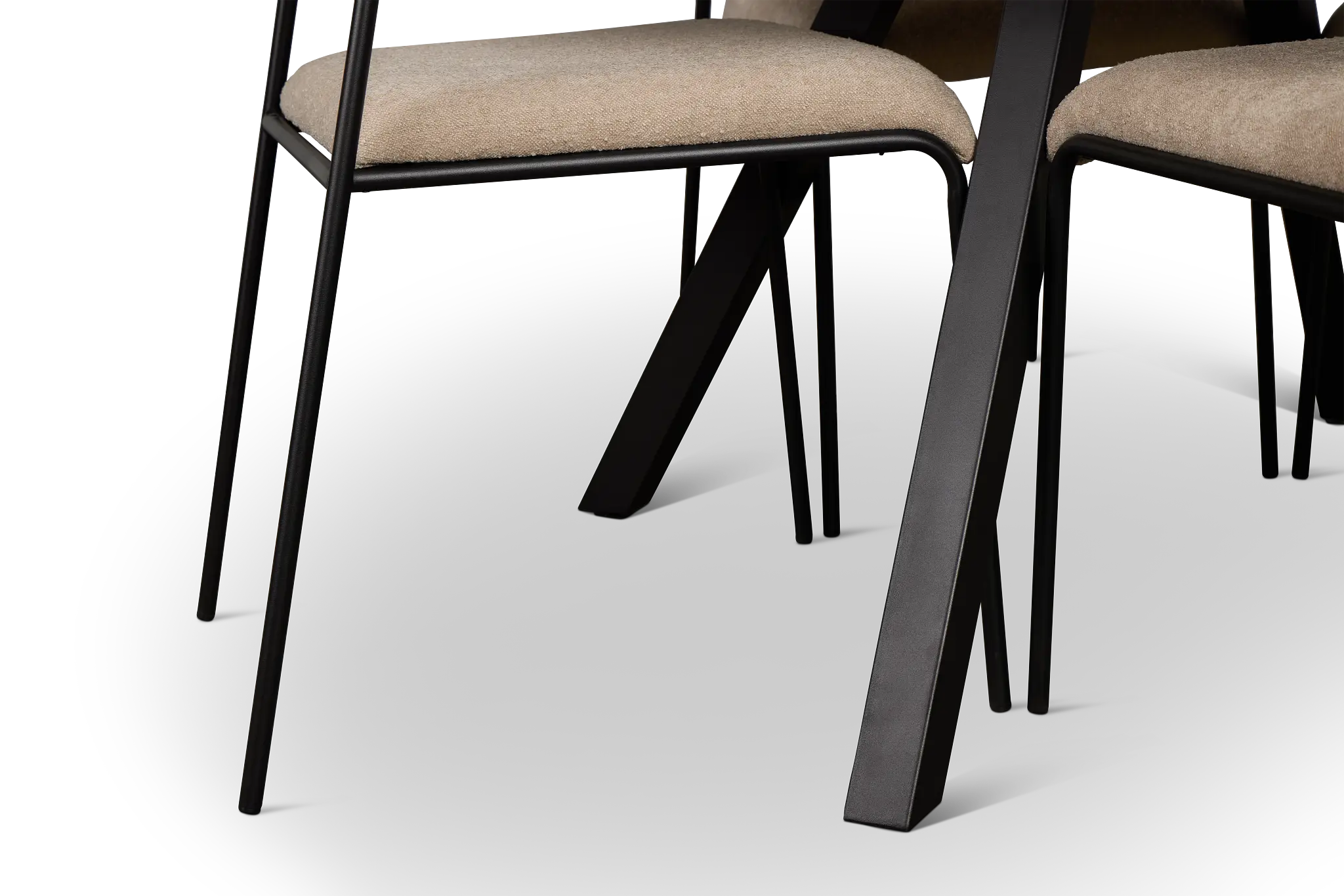 Lynden Light Tone Round Table & 4 Beige Metal Upholstered Side Chairs Lynden Light Tone Round Table & 4 Beige Metal Upholstered Side Chairs