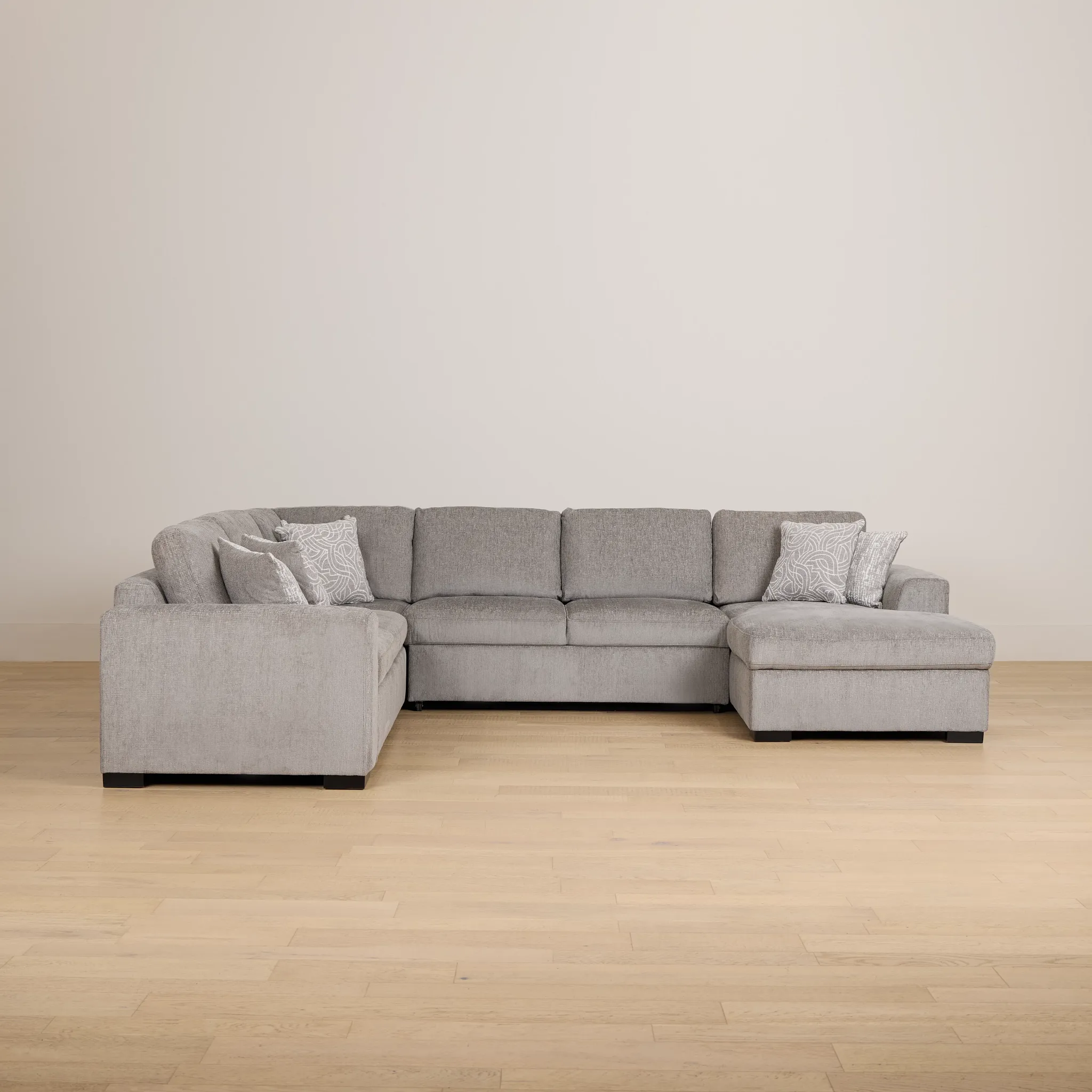 Blakely Gray Fabric Large Right Chaise Storage Sleeper Sectional