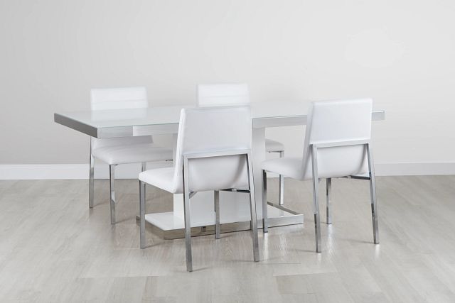 Miami White 78" Table & 4 Chairs