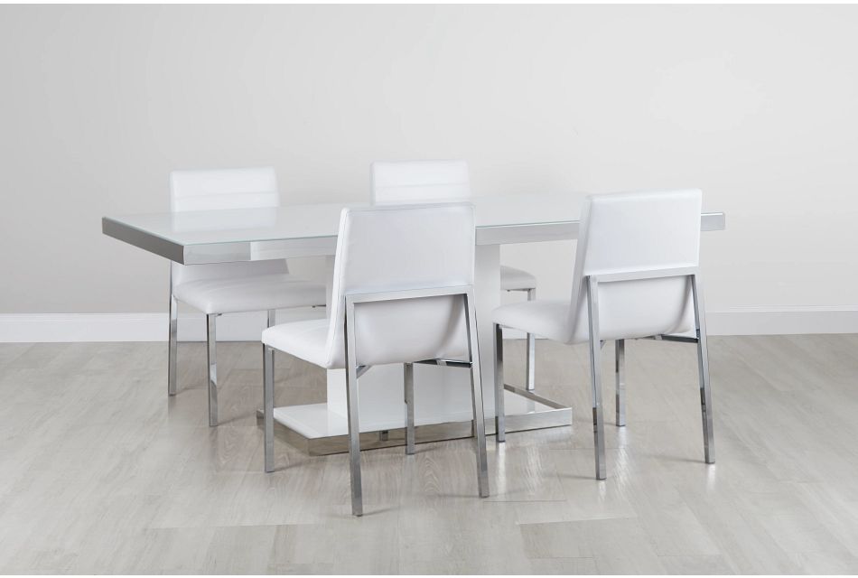 Miami White 78 Table 4 Chairs