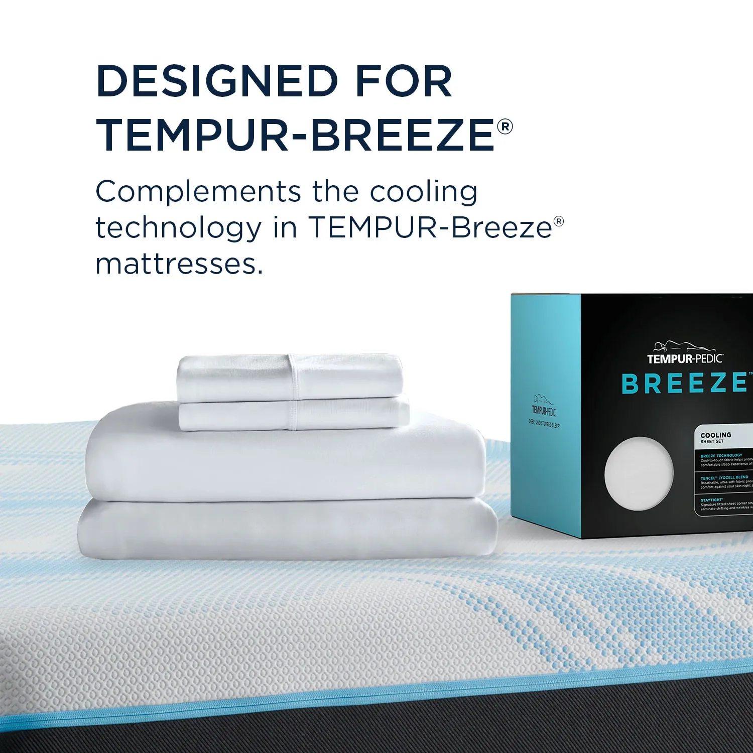 Tempur-pedic Breeze Cooling White Tencel Ctn Sheets