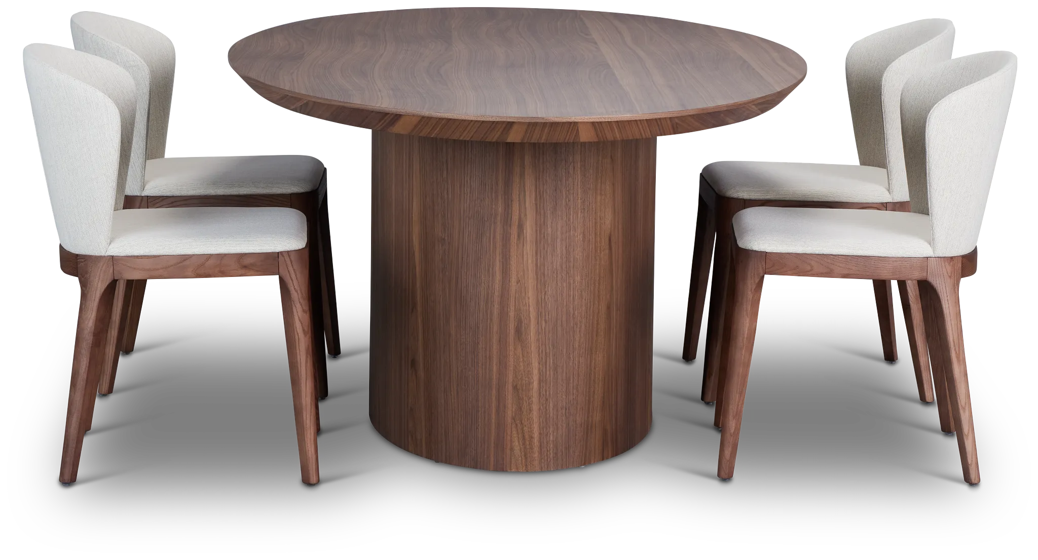 Nomad Mid Tone 94" Oval Table & 4 Light Beige Chairs W/ Mid-tone Legs