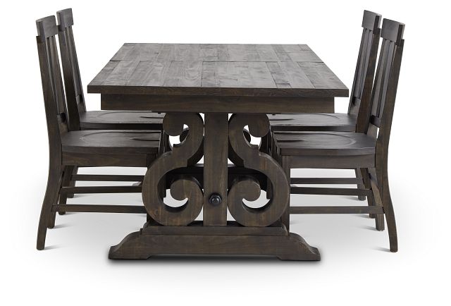 Sonoma Dark Tone Trestle Table & 4 Wood Chairs