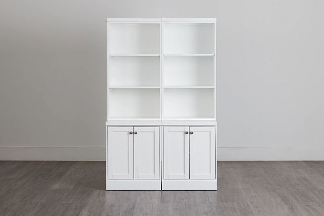 Newport White Door Bookcase Home, White Bookcase With Cabinet On Bottom