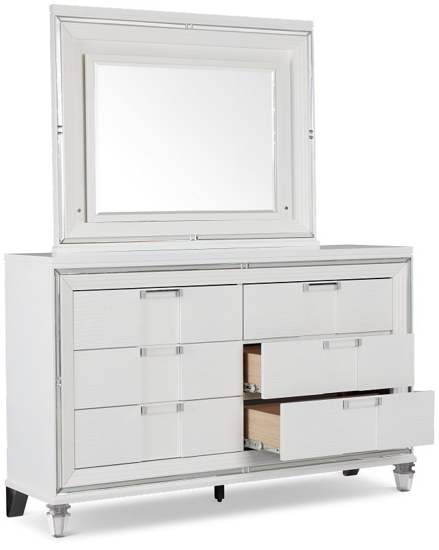 Vegas White Dresser & Mirror