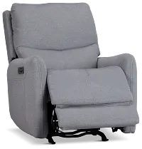 Jonas Gray Fabric Power Recliner With Heat And Massage