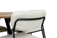 Lynden Light Tone Round Table & 4 White Metal Upholstered Side Chairs