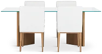 Haven Glass 80" Rectangular Table & 4 Upholstered Chairs