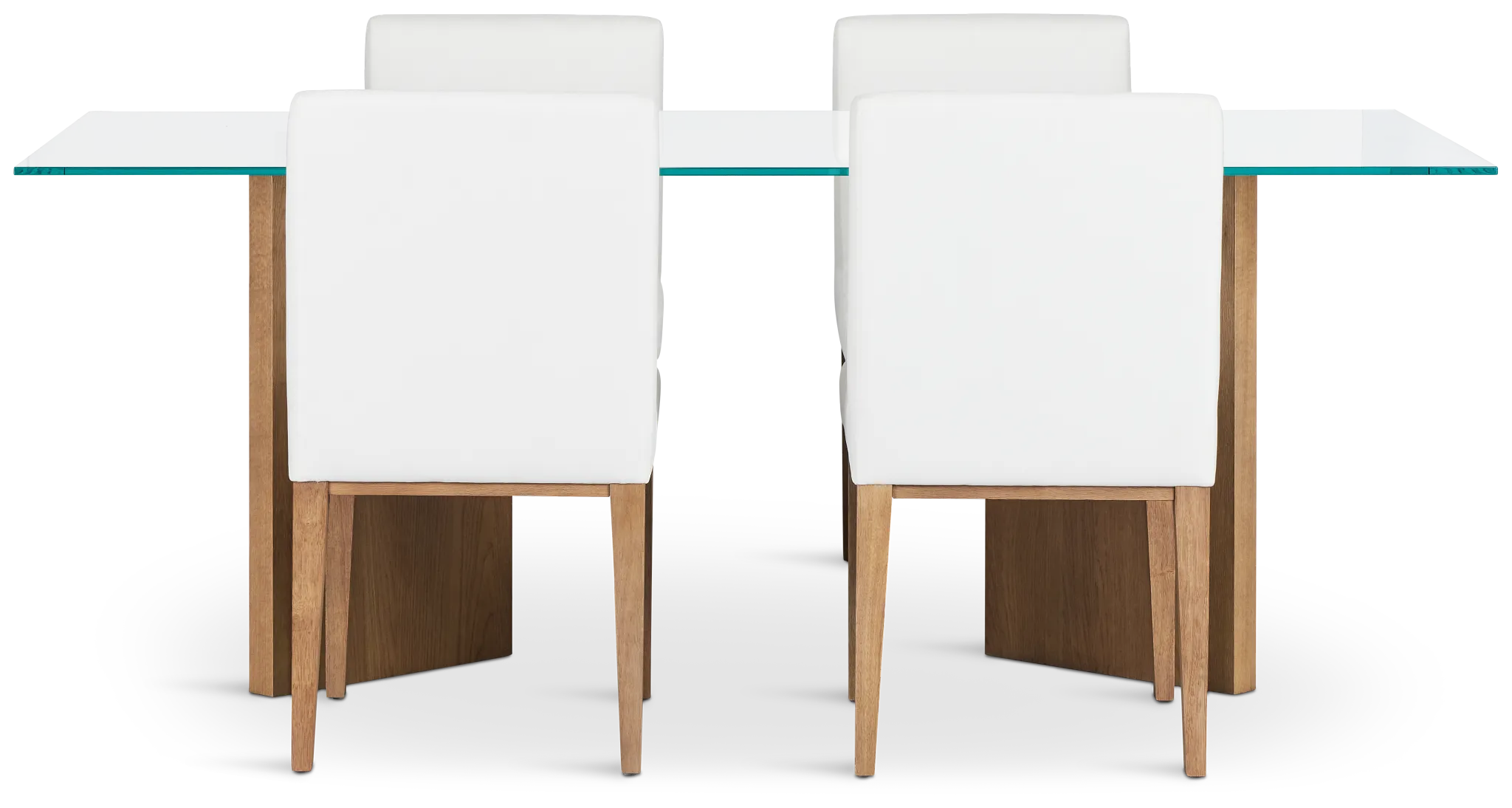 Haven Glass 80" Rectangular Table & 4 Upholstered Chairs