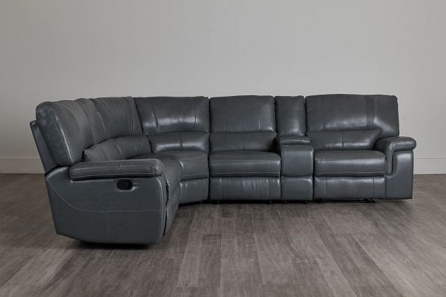 Weston Light Gray Lthr/vinyl Small Dual Manually Reclining Two-arm Sectional (0)