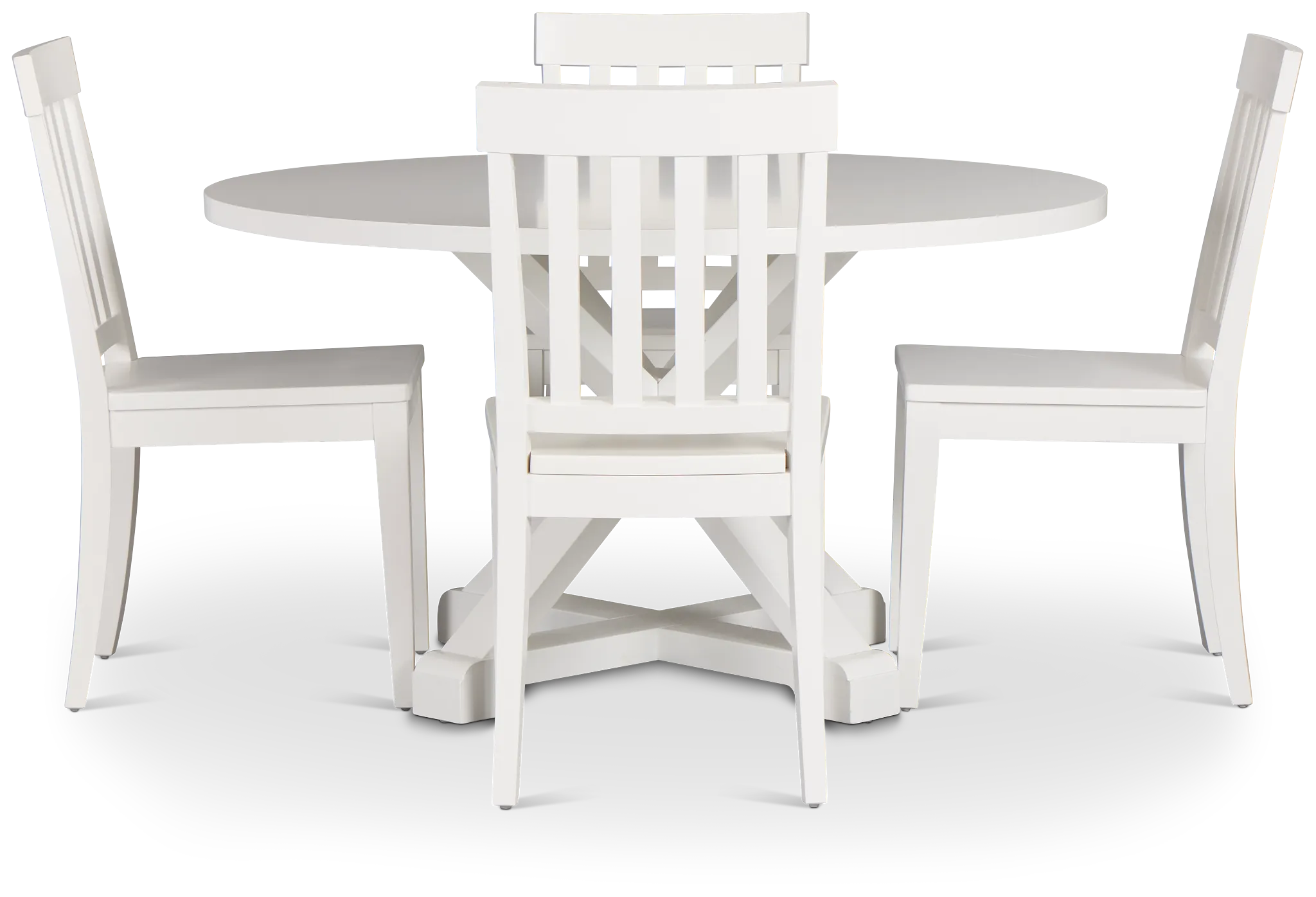 Nantucket White Round Table & 4 White Wood Chairs