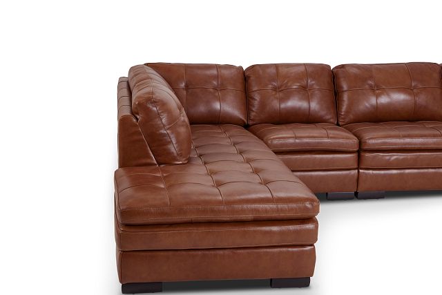 Braden Medium Brown Leather Medium Left Bumper Sectional