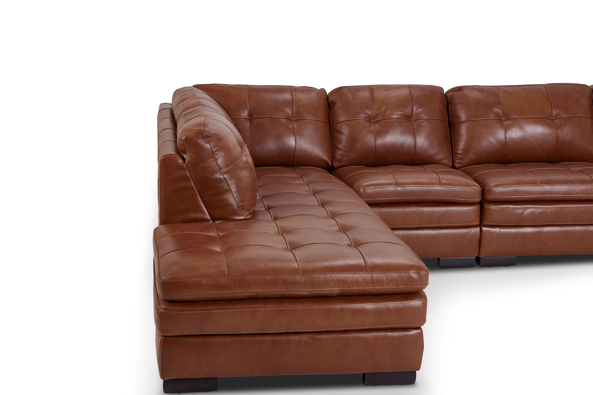 Braden Medium Brown Leather Medium Left Bumper Sectional