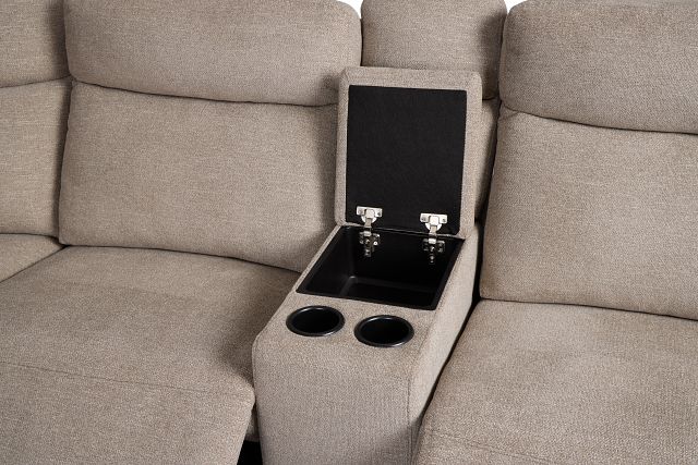 Walker Beige Fabric Large Triple Power Reclining Two-arm Sectional