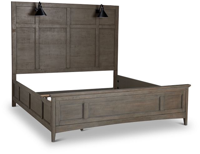 Heron Cove Light Tone Panel Bed With Lights