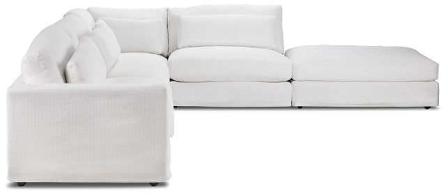 Cozumel White Fabric 5-piece Right Facing Bumper Sectional