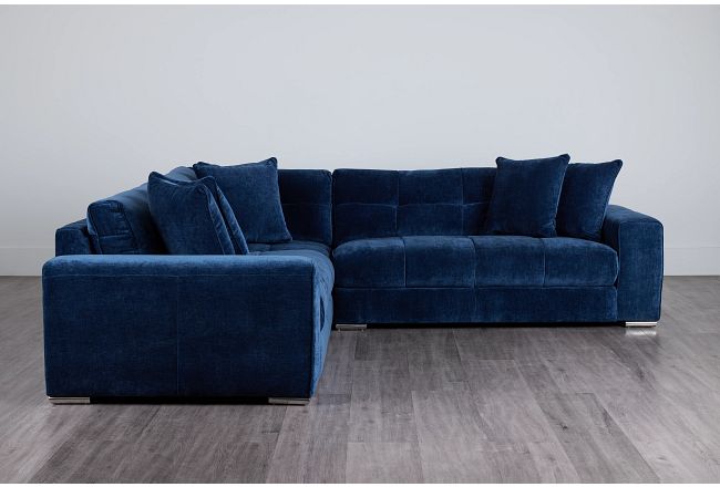 Brielle Blue Fabric Small Two-arm Sectional