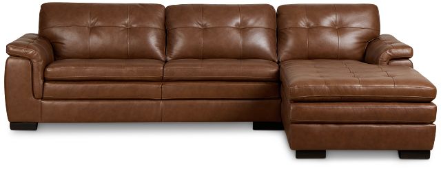 Braden Medium Brown Leather Right Chaise Sectional