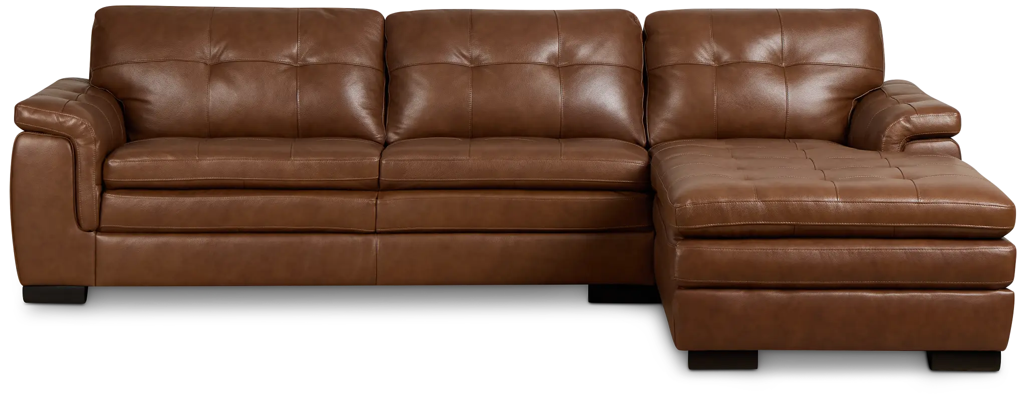 Braden Medium Brown Leather Right Chaise Sectional Braden Medium Brown Leather Right Chaise Sectional